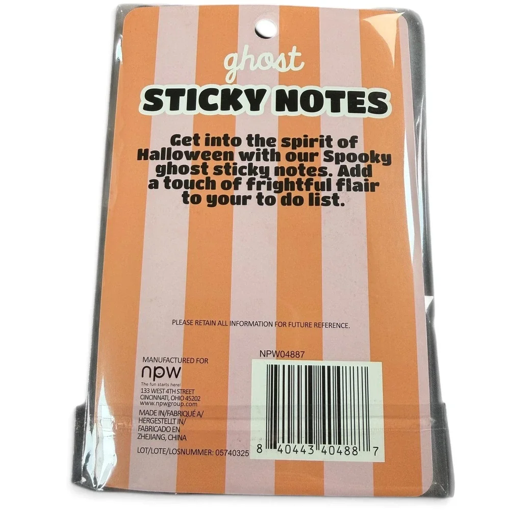 NPW Ghost Sticky Notes Set of 2 Halloween Spooky Stationery White NPW04887